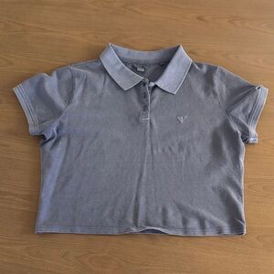 Guess Women’s Cropped Light Blue Polo Shirt